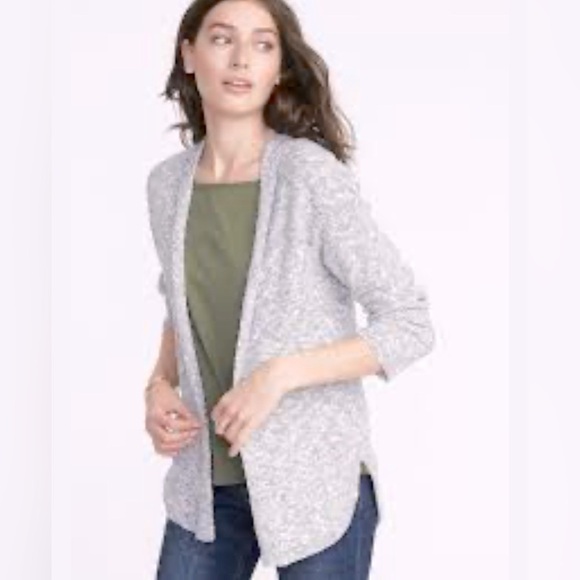 Old Navy Womens Gray White Knit Open Front Cardigan Long Sleeve Sweater Size S - Picture 2 of 10